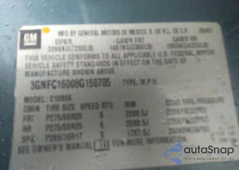 2008 Chevrolet Suburban 1500 Ltz из США, поврежденный, VIN 3GNFC16008G150705